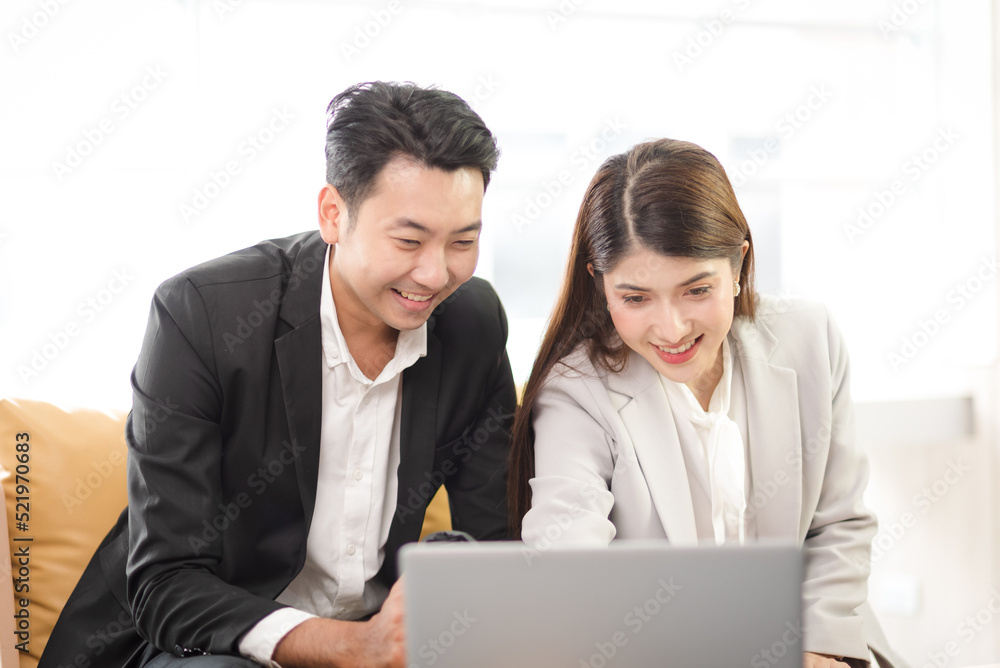 Business Asian people in formal suit meeting and working together in modern workspace. Business Asian people in formal suit meeting and working together in modern workspace.