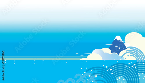 日本の海と伝統的な波のデザイン