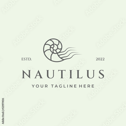 nautilus ocean water line art minimalist logo design