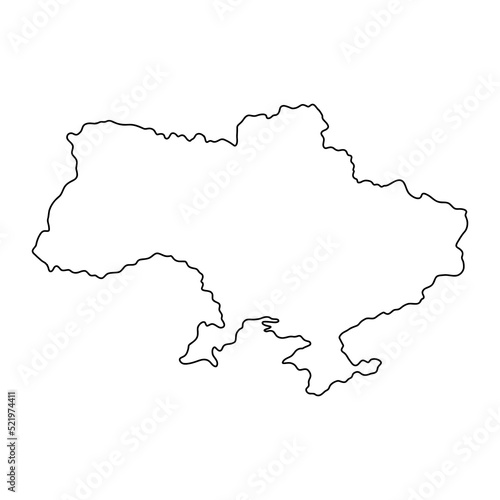 Outline map of Ukraine. Vector illustration of black line drawing map, linear