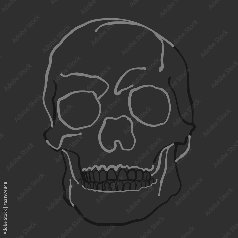Skull bone scare Halloween day , illustration vector hand drawing.