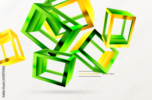 3D cube shapes vector geometric background. Trendy techno business template for wallpaper, banner, background or landing