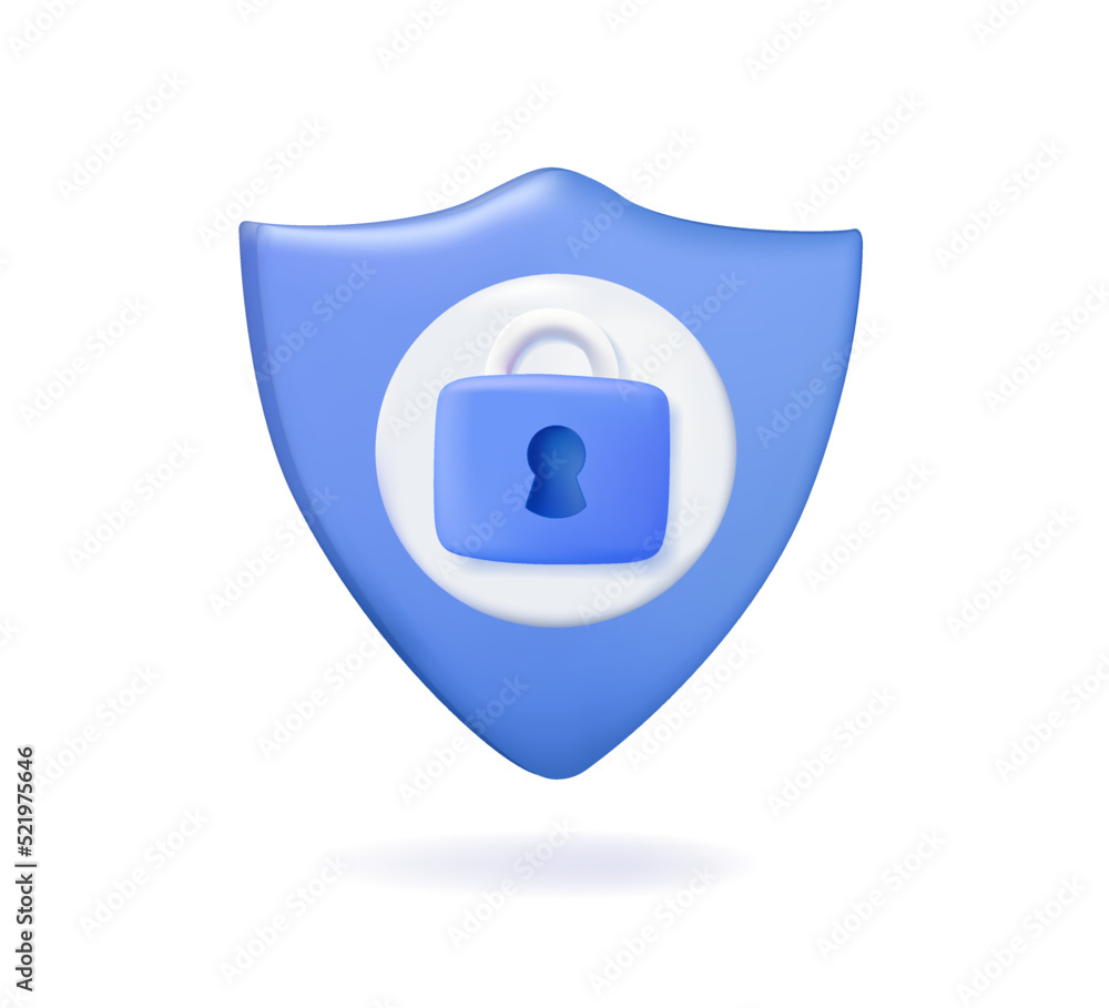 Shield and lock icon. Personal data protection. Online security 3d concept. Internet network. Cyber Security 3d Vector Shield and lock icon. Personal data protection. Online security 3d concept. Internet network. Cyber Security 3d Vector