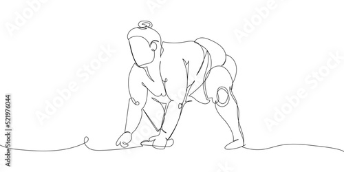 Sumo wrestler one line art. Continuous line drawing japanese, fight, obesity, man, person, athlete, sport.