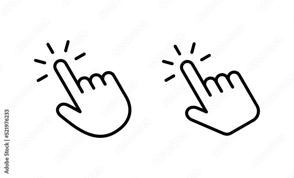 Hand click icon vector. pointer sign and symbol. hand cursor icon Hand click icon vector. pointer sign and symbol. hand cursor icon