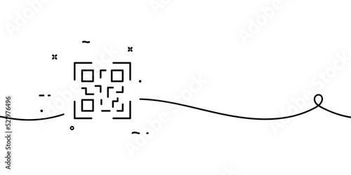 QR code line icon. Scan, scanner, sticker, encrypted data, goods labeling, payment, phone, barcode. Information encryption concept. One line style. Vector line icon for Business and Advertising