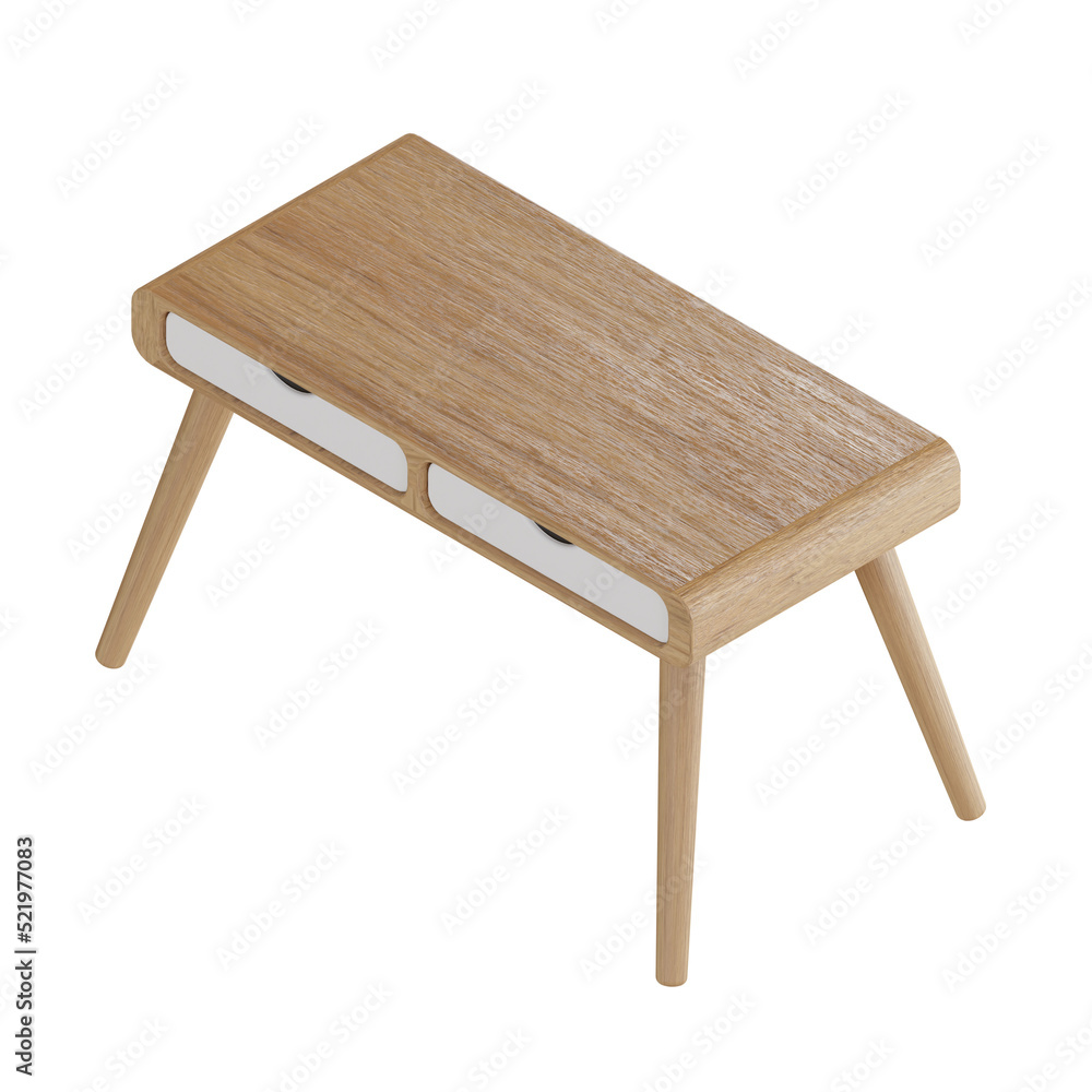 3d Illustration Object icon wooden desk cupboard