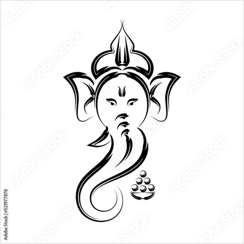 Ganesha The Lord Of Wisdom Calligraphic Style M_2208003