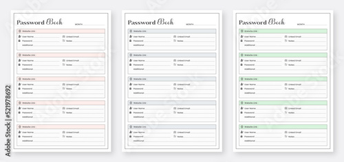Password Log Book Template Set. Set of Password Log Template. Password Tracker Template. Printable Password Book A4 Size Easily Editable.