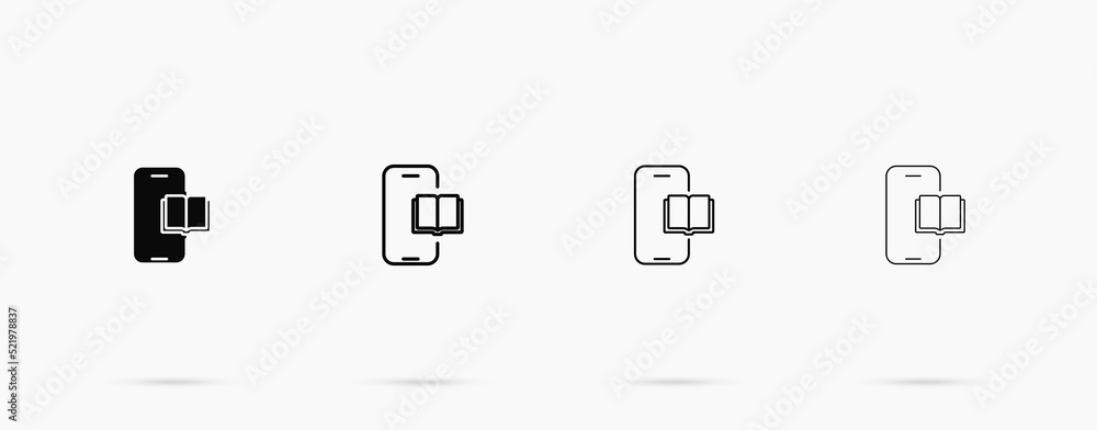 Book in smartphone vector icon. E-book concept Book in smartphone vector icon. E-book concept