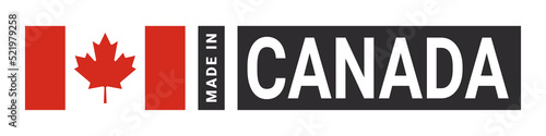 Made in Canada label sign. Product emblem. Flag of the country of manufacture. Vector illustration