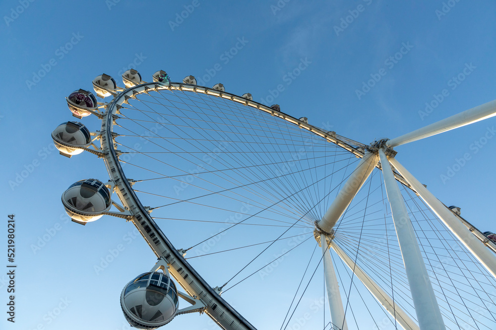view to high roller observation wheel in Las Vegas, the world largest ferris wheel.