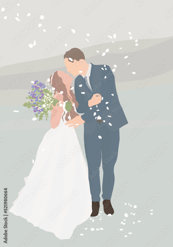 happy bride and groom kissing wedding marriage ceremony 
