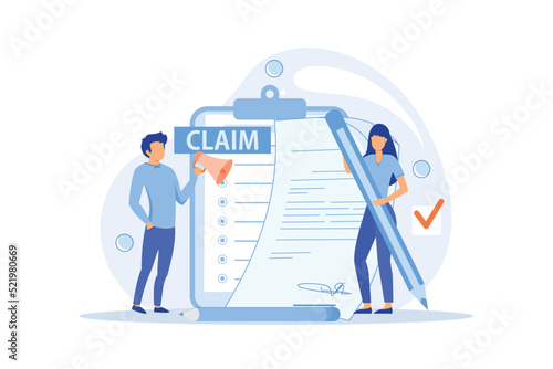 update personal information, registration claim documents, metaphors set. Tax filing, report your income information. Tax credits and expenses, financial report. flat modern design illustration