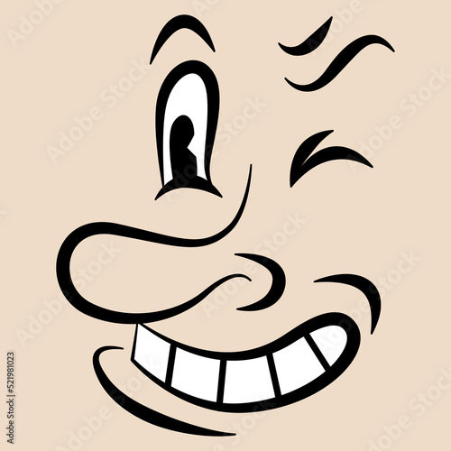Retro cartoon mascot character element. Character creator for old, retro, vintage logo or brending.