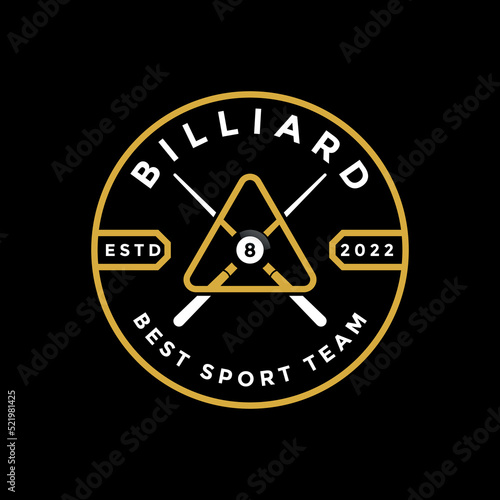 Billiards logo icon design, sports badge template illustration.