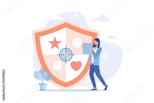 Confidence concept. Person has private conversation metaphor. Confidential communication. Trust property, reassuring partnerships, conviction. Protection of intellectual property. Confidential data