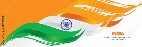 India Independence day, abstract hand drawn national flag of India, white background banner