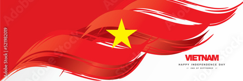 Vietnam Independence day, abstract hand drawn national flag of Vietnam, white background banner