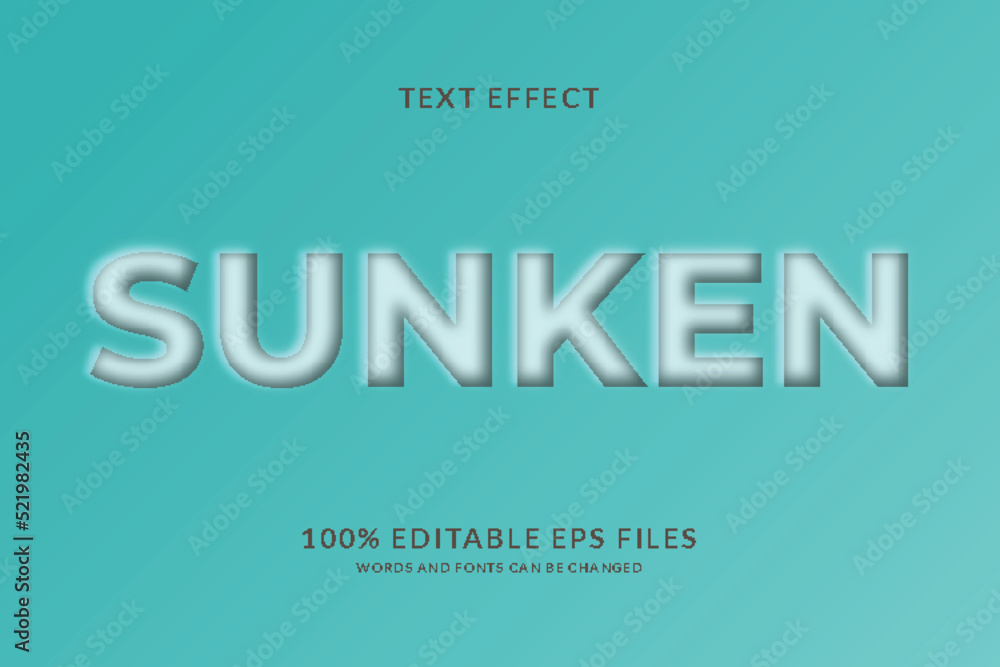 realistic sunken style editable text effect vector