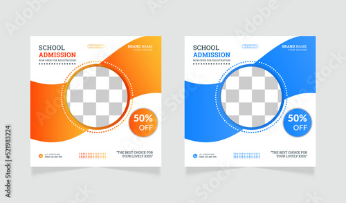 Back to school admission social media post template 
