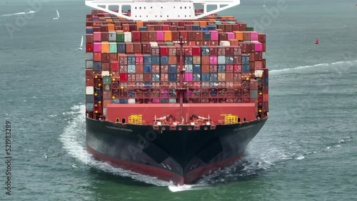 Ship Carrying Thousands of Containers Transporting International Cargo