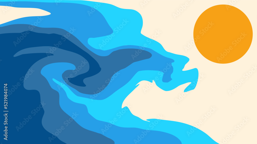 illustration of  waves and the sun