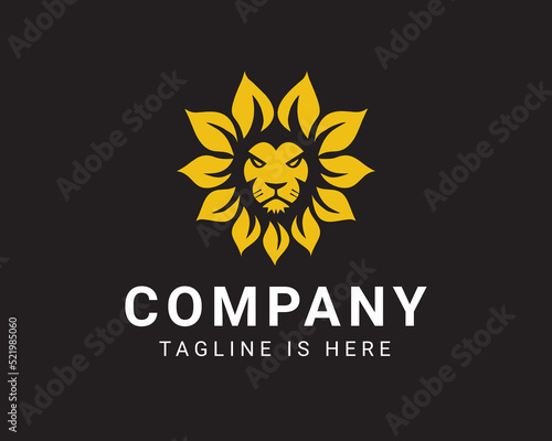 abstract flower  and lion logo