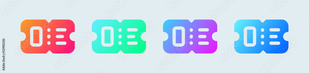 Ticket solid icon in gradient colors. Coupon signs vector illustration. Ticket solid icon in gradient colors. Coupon signs vector illustration.