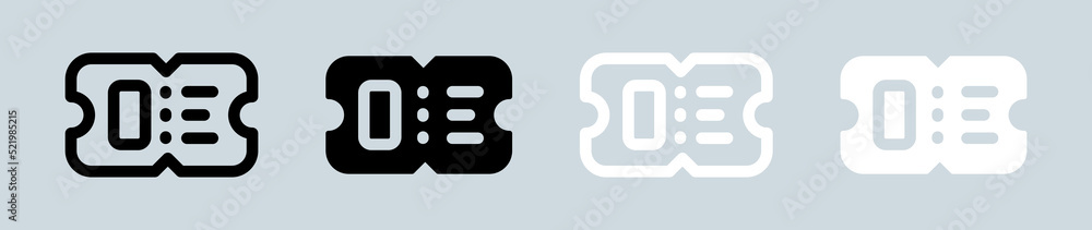 Ticket icon set in black and white. Coupon signs vector illustration. Ticket icon set in black and white. Coupon signs vector illustration.
