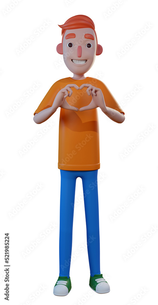 3D illustration boy giving heart shaped hand gesture Transparent PNG 3D illustration boy giving heart shaped hand gesture Transparent PNG