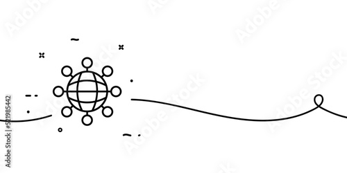 Globe with pointers set icon. Map, navigation equipment, location, destination, cartography, geography, travel, trip, gps, navigator. Geolocation concept. One line style. Vector line icon for Business