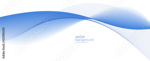 Flowing blue curve shape with soft gradient vector abstract background, relaxing and tranquil art, can illustrate health medical or sound of music.