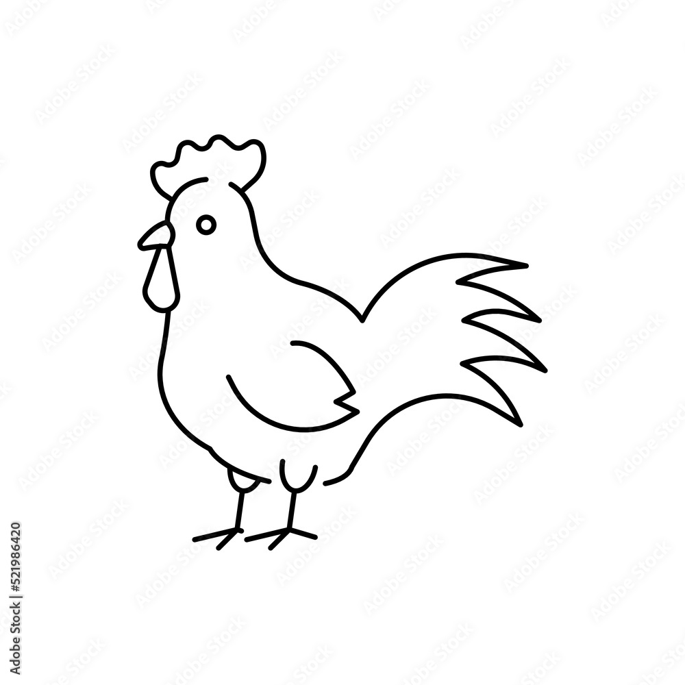 Rooster farm animal linear icon. Editable stroke Rooster farm animal linear icon. Editable stroke