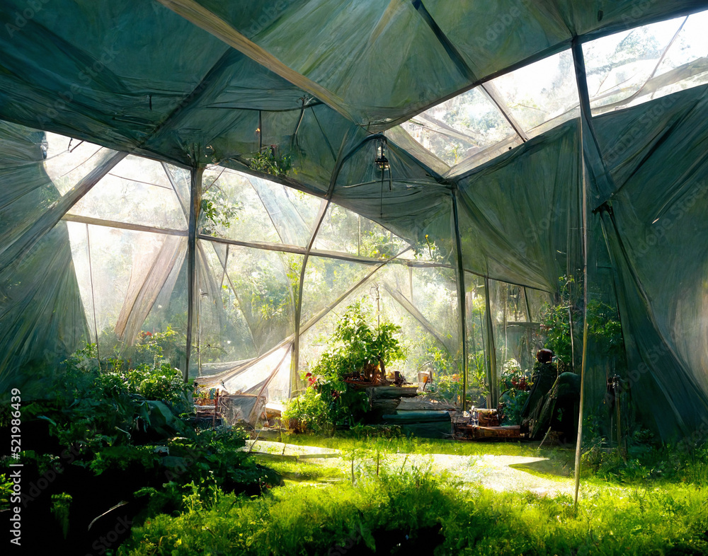 tent-glass greenhouse interior