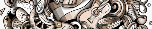 Spain cartoon doodles banner design