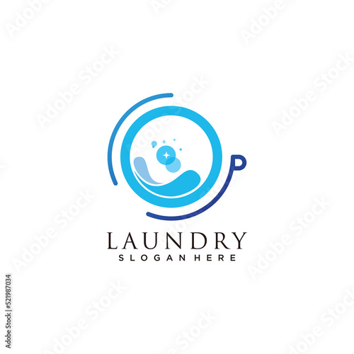 Laundry logo with creative design premium vector