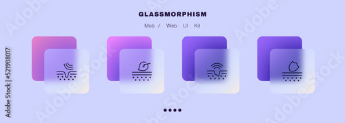 Skin care set icon. Clean pores, smooth wrinkles, leaf, eco, shield, cleanser, spf, sunscreen, beauty, selfcare, sebum. Cosmetics concept. Glassmorphism. Vector line icon for Business and Advertising