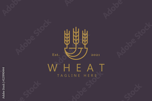 Wheat Growth Natural Life Style Logo. Food Healthy Grain Organic Product.