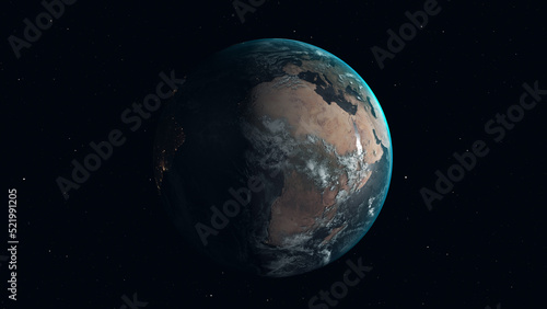 Earth rotating on starry background in loop 
