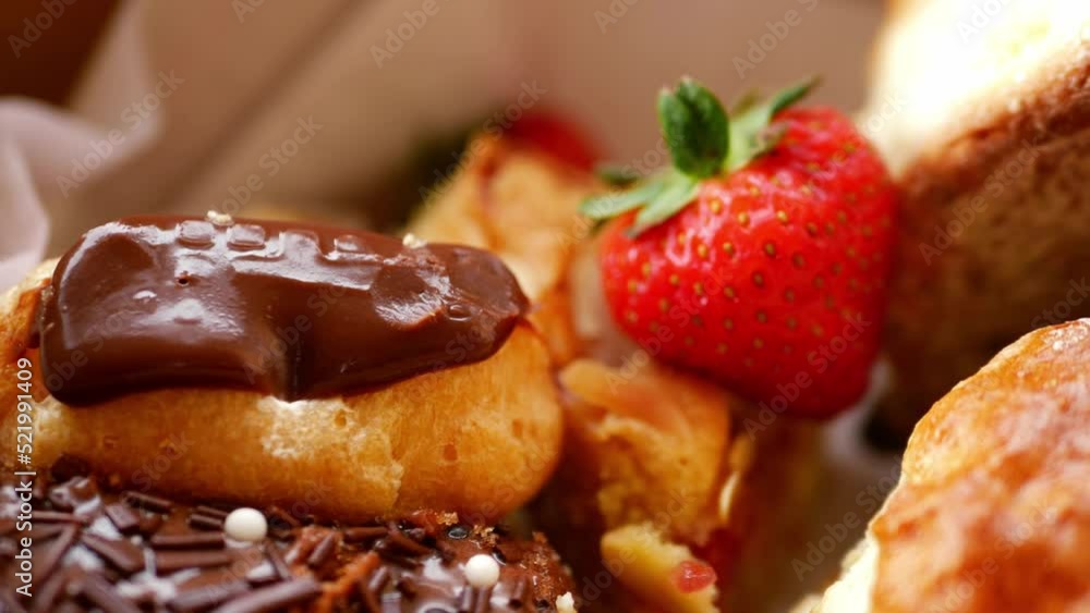 Selection of cakes and sweets close up Selection of cakes and sweets close up