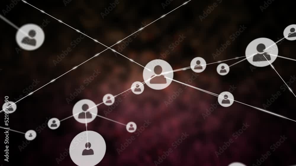 Animation of popping up human icons connecting through digital lines representing networking Animation of popping up human icons connecting through digital lines representing networking