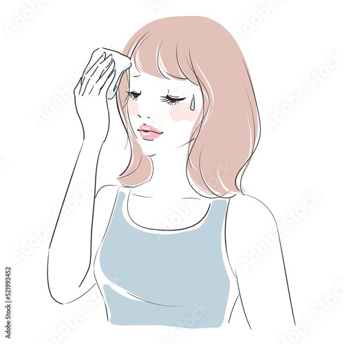 暑がるミディアムヘアの女性
