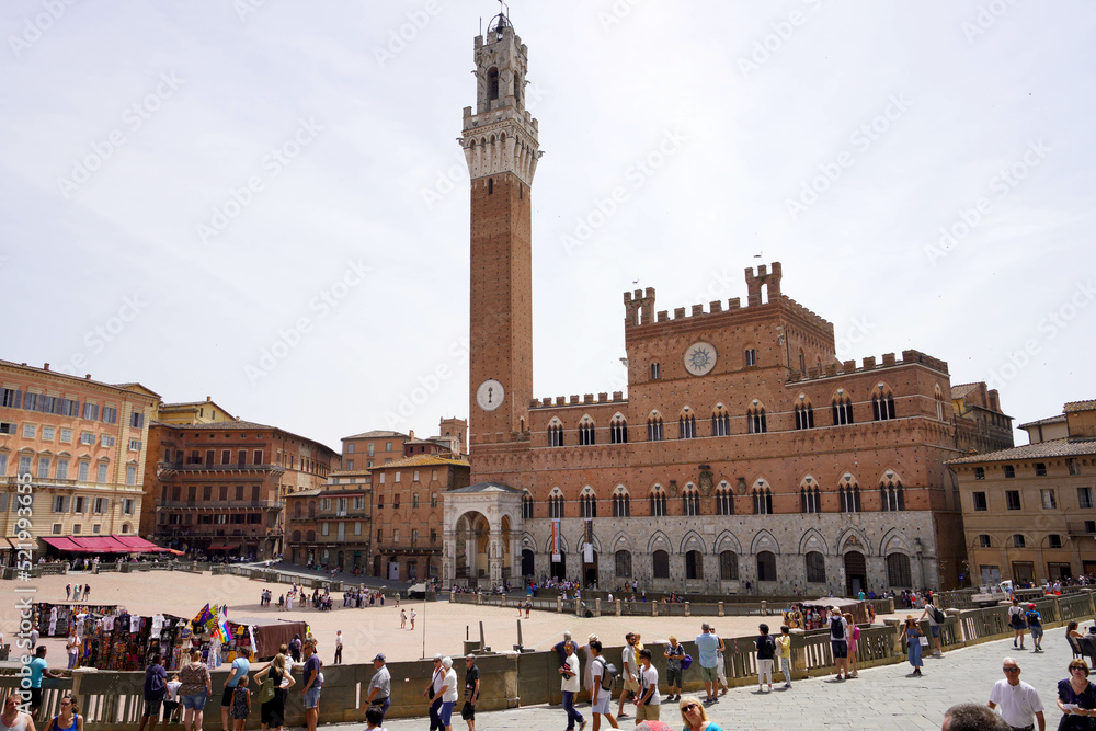 Piazza del Campo square the main public space of the historic center of Siena, Tuscany, Italy