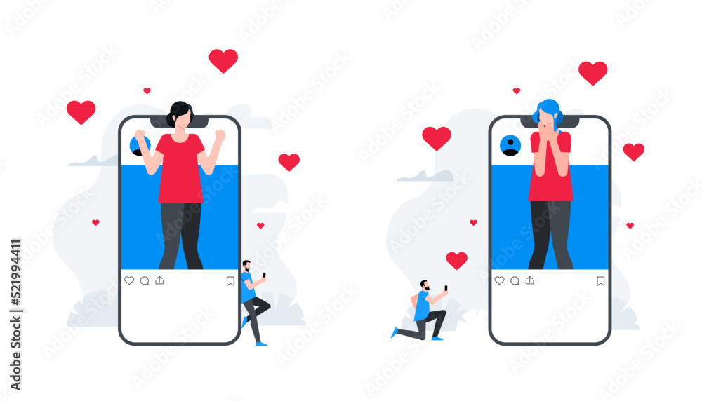 Social network like concept. Reaction on social media post. Animation ...