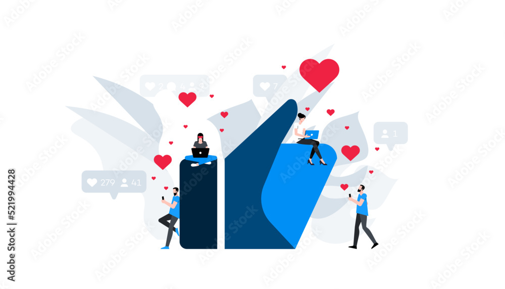 Social network like concept. Reaction on social media post. Animation ...