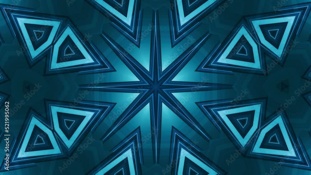 Futuristic, sleek and ultra cool star abstract - hypnotic minimalism, seamless looping kaleidoscope corridor background - great for relaxing melodic psychill, time lapse chillout vj music videos.