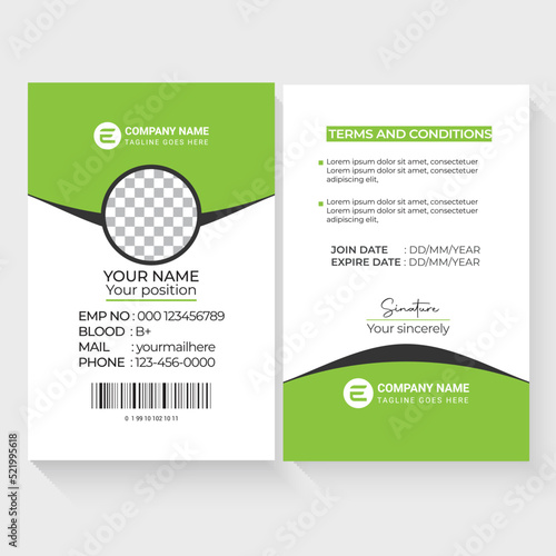 Modern Identity Employee Abstract professional, corporate office Id card design, Simple and Clean ID Card Design Template