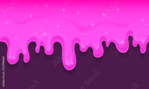 Pink slime. Glitter drip bubble gum or strawberry jelly  texture sweet berry glaze for donut cake doughnut  flow drop splash purple melt candy