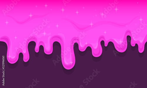Pink slime. Glitter drip bubble gum or strawberry jelly, texture sweet berry glaze for donut cake doughnut, flow drop splash purple melt candy